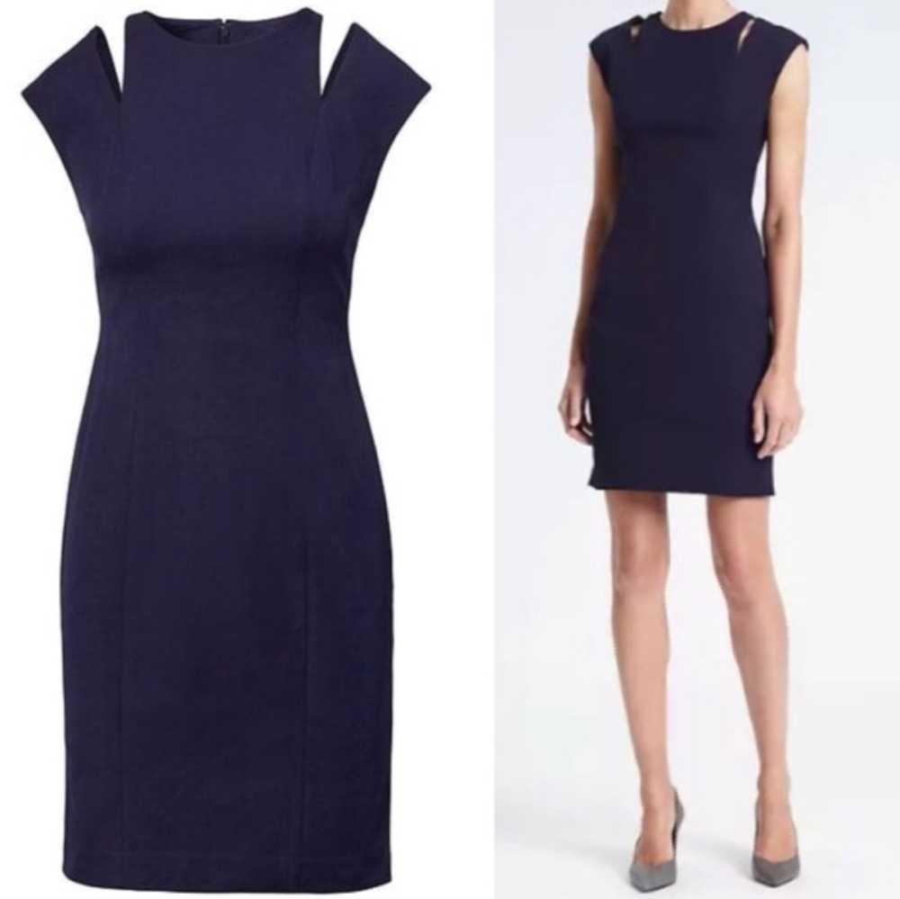 Bi-Stretch Shoulder Slit- Sheath Dress NWT